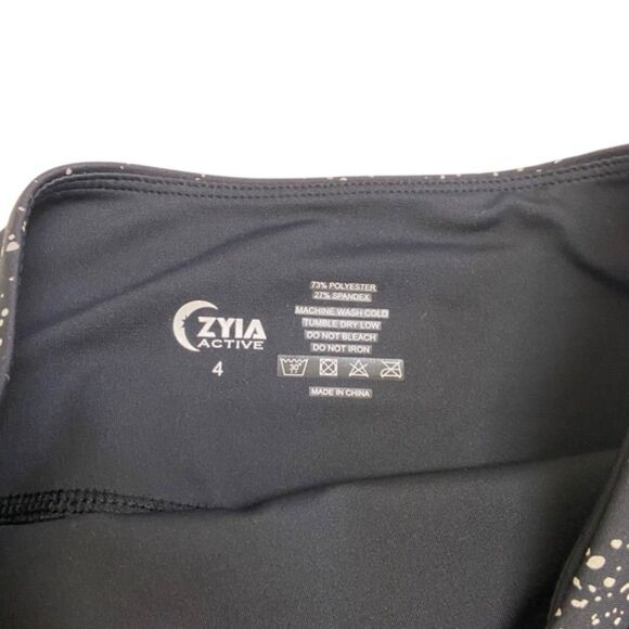 Ziya Active Black Reflected Spotted Spandex Leggings 7/8 Size 4 - Picture 9 of 11